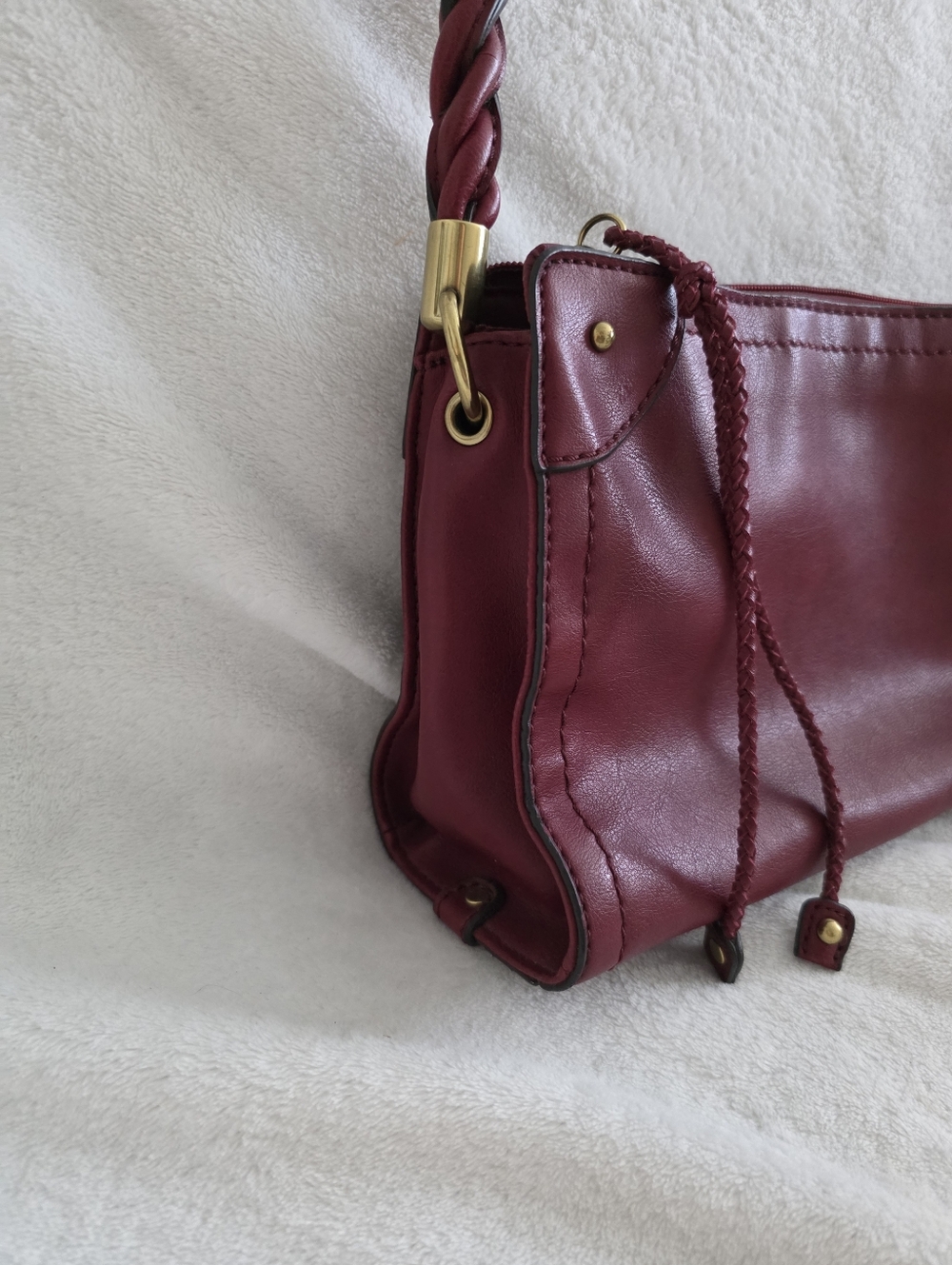 Vintage Relic Shoulder Bag Twisted Strap Dark Red Wine Y2K Western F. Leather - Picture 3 of 9